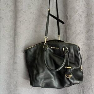 Michael Kors Black Shoulder Bag with Gold Hardware